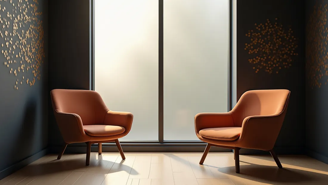 Two armchairs facing each other in a calm, light-filled coaching room
